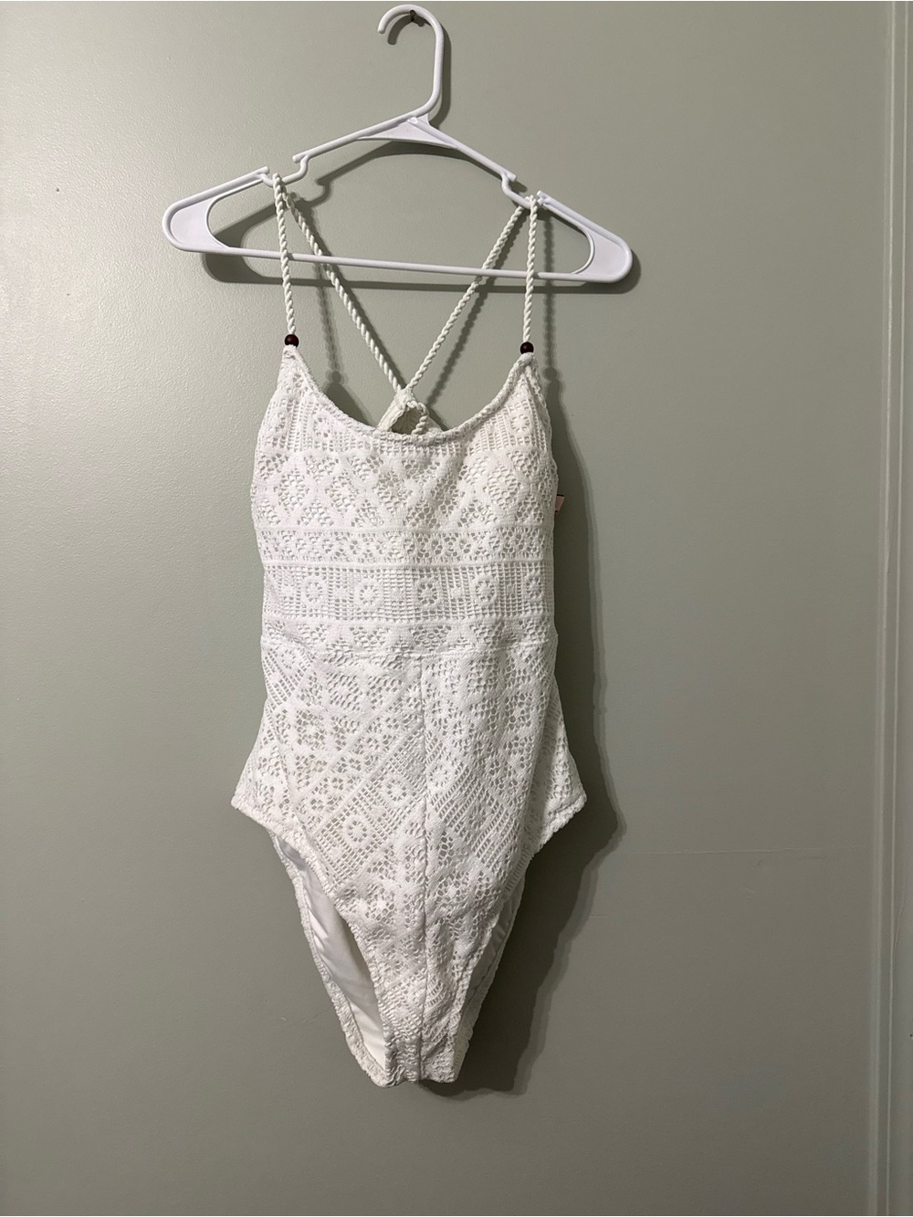 NWT Victoria’s Secret Archive Beach Crochet One Piece Swimsuit - White Size L